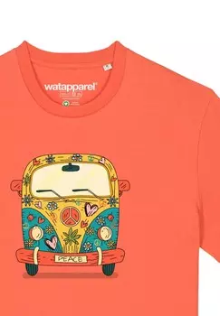 Футболка с принтом HIPPIES BUS watapparel, красный