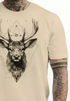 Футболка с принтом HIRSCH TRACHTEN TIERMOTIV WILDTIER ABSTRAKT POLYGON KUNST Neverless, бежевый