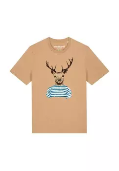 Футболка с принтом HIRSCH watapparel, бежевый