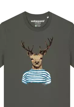 Футболка с принтом HIRSCH watapparel, хаки