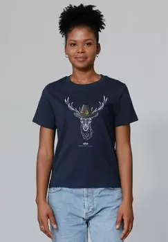 Футболка с принтом HIRSCH watapparel, темно-синий