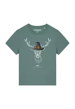 Футболка с принтом HIRSCH watapparel, темно-зеленый