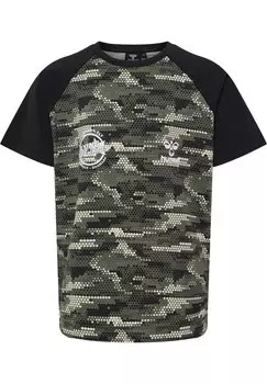 Футболка с принтом HMLFSK FLY S/S Hummel, цвет forest night