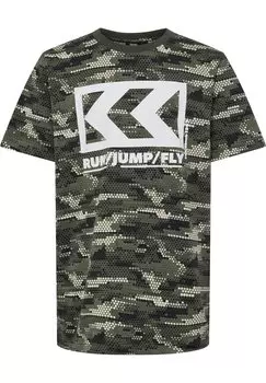 Футболка с принтом HMLFSK LOW S/S Hummel, цвет olive night