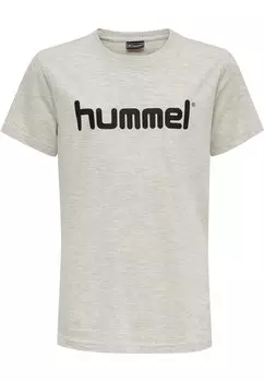 Футболка с принтом HMLGO KIDS COTTON LOGO S/S Hummel, цвет egret melange