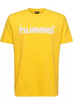 Футболка с принтом HMLGO KIDS COTTON LOGO S/S Hummel, цвет SPORTS YELLOW