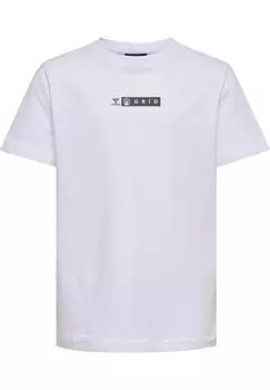 Футболка с принтом HMLOFFGRID S/S Hummel, цвет white forged iron