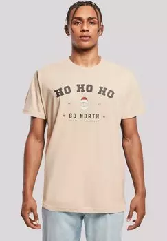 Футболка с принтом HO SANTA CLAUS WEIHNACHTEN F4NT4STIC, бежевый