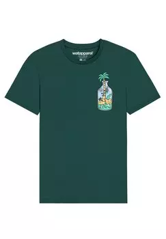 Футболка с принтом HOLIDAY IN A BOTTLE Watapparel, цвет glazed green