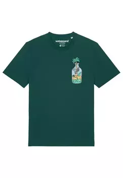 Футболка с принтом HOLIDAY IN A BOTTLE watapparel, темно-зеленый