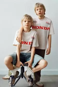 Футболка с принтом honda ZARA, кремовый