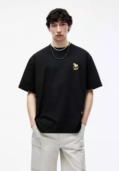 Футболка с принтом Horse Graphic PULL&BEAR, черная