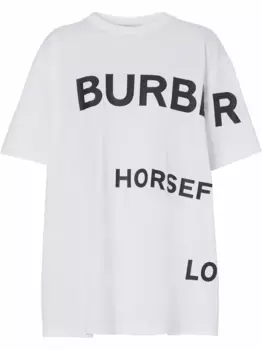 Футболка с принтом Horseferry BURBERRY, белый