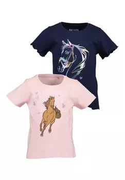 Футболка с принтом Horses Blue Seven, цвет rosa ultramarin
