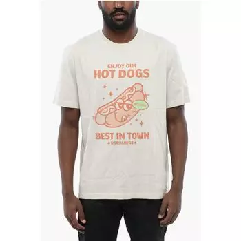 Футболка с принтом HOT DOGS Regular Fit Dsquared2, White