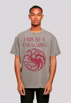 Футболка с принтом HOUSE OF THE DRAGON TARGARYEN CREST LOGO F4NT4STIC, серый