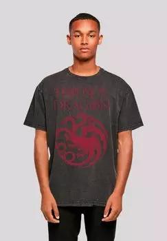 Футболка с принтом HOUSE OF THE DRAGON TARGARYEN CREST LOGO F4NT4STIC, черный