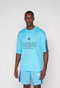 Футболка с принтом HOUSE OF TIRO SHORT SLEEVE adidas Sportswear, синий