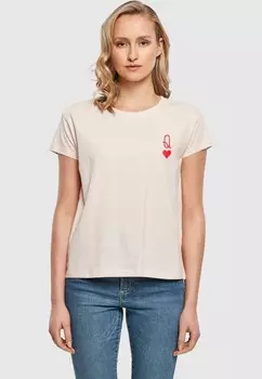Футболка с принтом HUGS LOVE QUEEN OF HEARTS BOX Merchcode, розовый