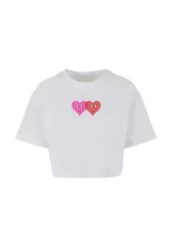 Футболка с принтом HUGS LOVE-TWO HEARTS SHORT Merchcode, белый