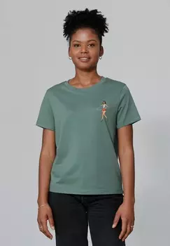 Футболка с принтом HULA HOOP watapparel, темно-зеленый