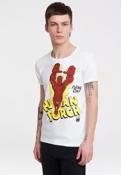 Футболка с принтом HUMAN TORCH FLAME ON LOGOSHIRT, цвет altweiss