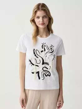 Футболка с принтом и аппликацией Ovs, цвет optical white