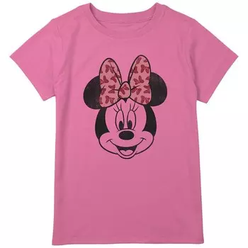 Футболка с принтом и бантом Disney's Minnie Mouse для девочек больших размеров с рисунком Licensed Character, розовый