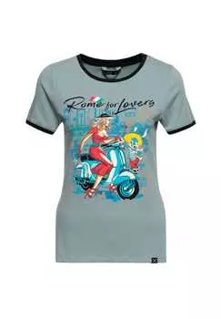 Футболка с принтом и итальянским мотивом «Рим для влюбленных» Queen Kerosin, зеленый