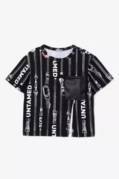 Футболка с принтом и карманом Gulliver, черный