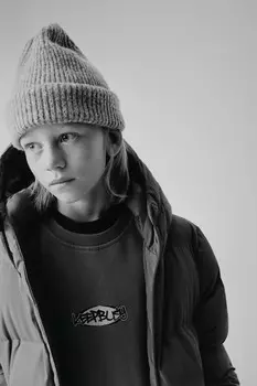 Футболка с принтом и кислотной стиркой ZARA, светло-голубой