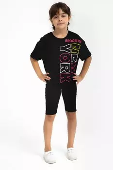 Футболка с принтом и короткие леггинсы Roly Poly, черный