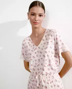 Футболка с принтом и короткими рукавами, кружевные детали nfasis, цвет Rosa