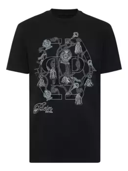 Футболка с принтом и логотипом Philipp Plein, черный