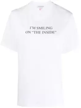 Футболка с принтом 'I'm Smiling on the Inside' VICTORIA BECKHAM, белый