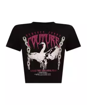 Футболка с принтом и мерцающими аппликациями Versace Jeans Couture, черный