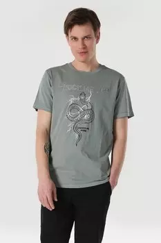 Футболка с принтом и рукавами реглан Colin'S, серый