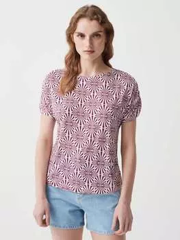Футболка с принтом и сборками Ovs, цвет white/purple