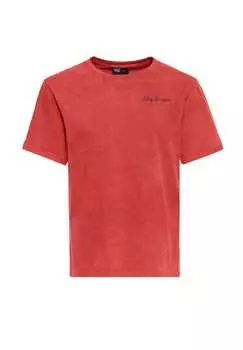 Футболка с принтом и специальной кислотной стиркой kustom kulture King Kerosin, красный