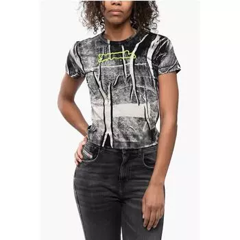Футболка с принтом и тисненым логотипом Diesel, Black