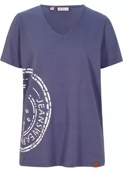 Футболка с принтом и v-образным вырезом John Baner Jeanswear, синий