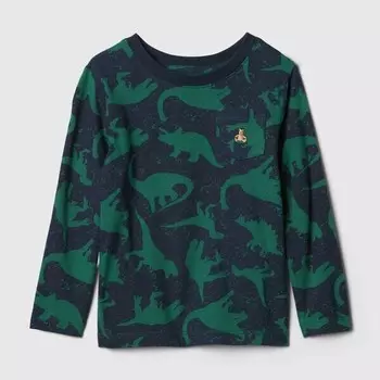 Футболка с принтом и вышивкой плюшевого мишки Gap, синий