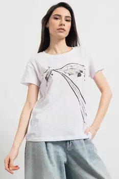 Футболка с принтом и заниженными рукавами Armani Exchange, черный