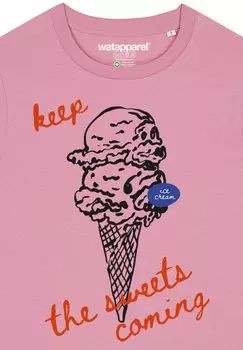 Футболка с принтом ICE CREAM watapparel, светло-розовый