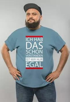 Футболка с принтом ICH HAB DAS SCHON VERSTANDEN IST MIR NUR EGAL Moonworks, цвет stone blue