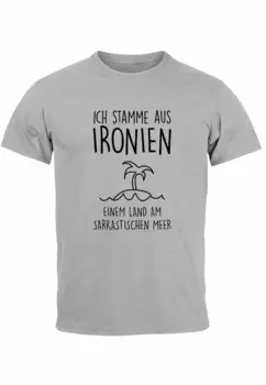Футболка с принтом ICH STAMME AUS IRONIEN EINEM MoonWorks, серый