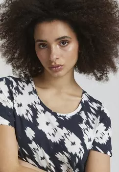 Футболка с принтом ICHI IHLISA ICHI, темно-синий