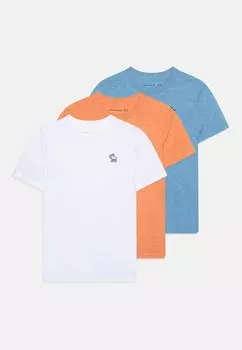 Футболка с принтом ICON 3 PACK Abercrombie & Fitch, цвет bright white/light blue/mottled orange