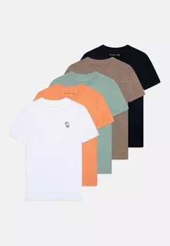 Футболка с принтом ICON 5 PACK Abercrombie & Fitch, цвет bright white/white pepper/carnelian/gray mist/navy blazer