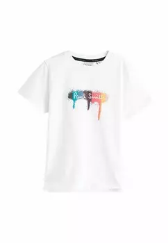 Футболка с принтом ICONIC REGULAR FIT Paul Smith Junior, белый